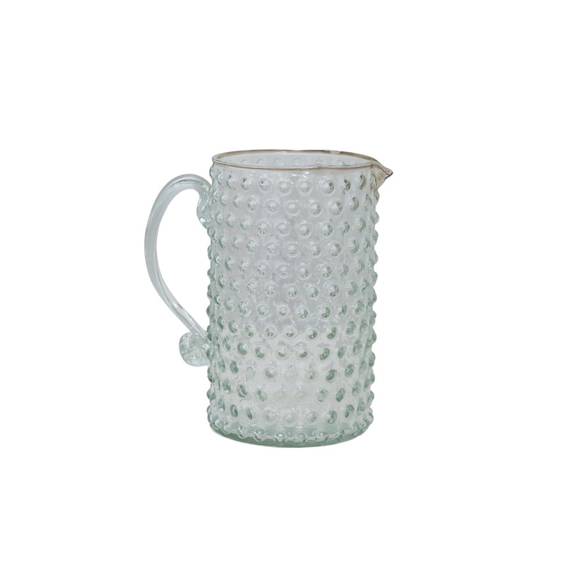 Creative Co-Op Hand Blown Glass Hobnail Pitcher, Clear