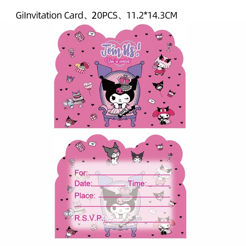 NINIMBLE 20pcs kuromi Birthday Party Invitations,kuromi Invitations Birthday Party Supplies