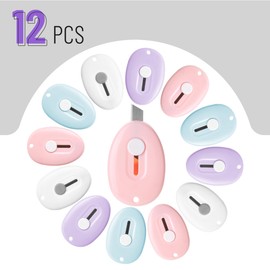 Bates- Mini Retractable Box Cutter, 12 pcs, Pastel Colors, Small Box Cutter Small, Mini Utility Knife, Mini Box Cutters Retractable, Mini Box Cutter Keychain Utility Knife, Small Box Cutter Mini