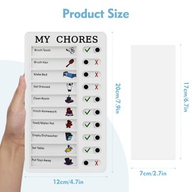 Chore Chart for Kids, Chore Chart, Memo Portable Plastic RV Checklist & Chore Reminder Chart with 5 Blank Paper Cards DIY Checklist Board for Home Chore Planning Reminder (White)