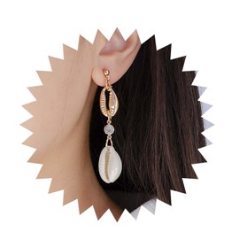 Inilbran Boho Shell Earrings Vintage Shell Kauri Earrings Gold Beach Kauri Earrings Drop Natural Kauri Stud Earrings Jewellery for Women and Girls, Zinc