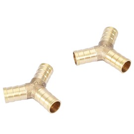 Brass Y 3 Connector for Hose Junction, T-Hose Connector for Carpenter's Fitting, Air, Water, Gas 6/8/10/12/14/16 mm (12 mm, 2 Pieces)
