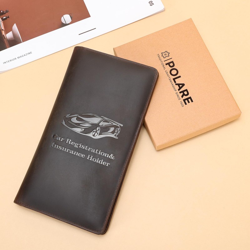 Polare Vintage Full Grain Leather Car Registration and Insurance Card