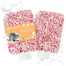 vsshe Microfiber Car Washing Mitts 2PCS, Coral Fleece Premium Car Wash Mitt, Anti-Streak and Anti-Scratch Cleaning Kit, Highly Absorbent 100% Scratch-Free, Better Than Cars Wash Sponge, for Cleaning