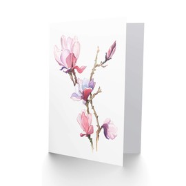 Wee Blue Coo Flower Magnolia Watercolour Greeting Card With Envelope Inside Premium Quality