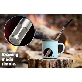 JoGo - The Original Coffee and Tea Brewing Straw - Portable Coffee Maker - Stainless Steel Single Serve Strainer - Filter Function for Hot & Cold Brew - Yerba Mate Straw for Loose Leaf Teas & Coffee