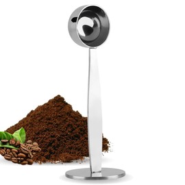 Coffee powder with mesure spoon, multi-purpose coffee spoon made of stainless steel with two functions for measuring and mashing the coffee spoon