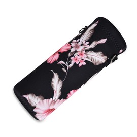 AMARY 750ML Neoprene Water Bottle Carrier Bag with Adjustable Shoulder Strap,Insulated Water Bottle Cover for Stainless Steel/Glass/Plastic Bottles 24OZ (Flowers-3)