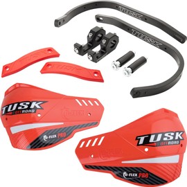 Tusk D-Flex Pro Adventure Handguards Black Bar/Red Plastics 1 1/8" Bars for Honda CRF300L Rally (ABS) 2021-2023