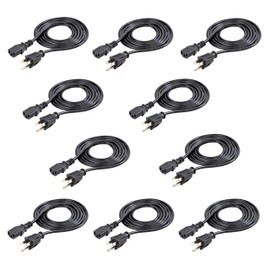 StarTech.com 6ft Standard Computer Power Cord (NEMA 5-15 to IEC 60320 C13) - 18 AWG Replacement AC Power Cable for PC or Monitor -125V, 10A - 10 Pack (PXT10110PK)