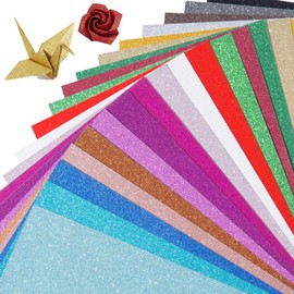 Acidea 20 Colors 40pcs 250g Single Sided A4 Glitter Cardstock Paper Cardstock Paper Cardstock, Glitter Kraft Paper for DIY Party Decoration Scrapbooking