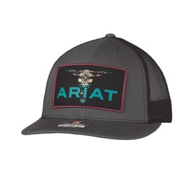 ARIAT Men's Bull Skull Patch Cap, Charcoal