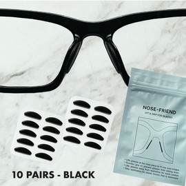 NOSE FRIEND® 10 Pairs | 1.2 mm Ultra Thin Add Grip Nose Pads for Glasses | Anti Slip | Small Nose Bridge (10 Pairs Black)