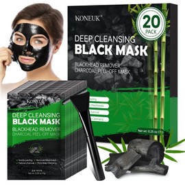 20 Pack Blackhead Remover Mask Set, Charcoal Peel Off Black Face Mask with Brush, Blackhead Pore Acne Remover for Face and Nose, Deep Cleansing for Men and Women