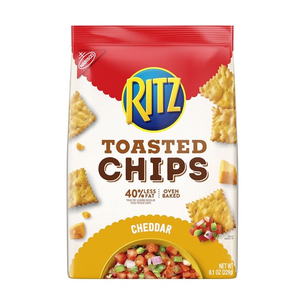 Ritz Toasted Chips, Cheddar, 8.1 Oz (Pack of 6)