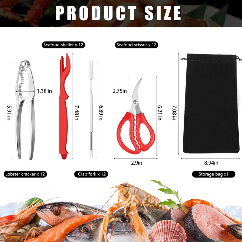 Zhehao 49 Pcs Seafood Tools Set Includes Crab Crackers, Lobster
