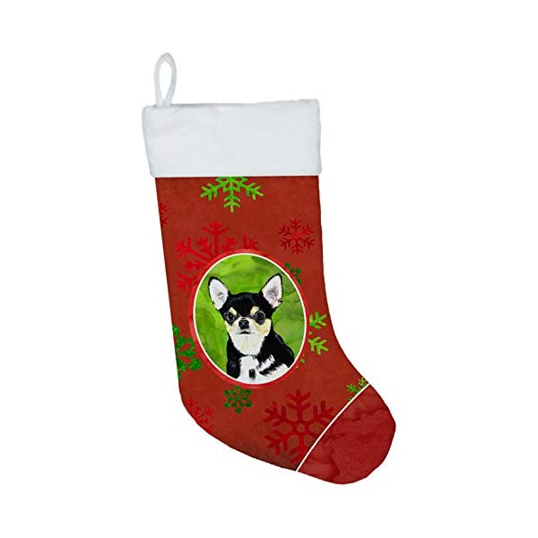 Caroline's Treasures SC9439-CS Chihuahua Red and Green Snowflakes Holiday Christmas