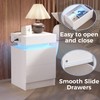 LIKIMIO Modern Nightstand with LED Lights & USB Charging,End Table