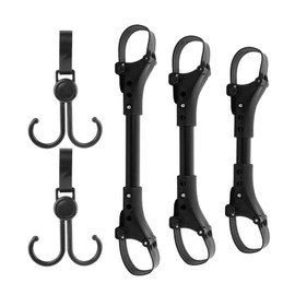 3pcs Stroller Connector with 2pcs Stroller Hook, Connector for Toddlers, Quick Release Adjustable Length with Hook Stroller Connector Set Twins(Black)