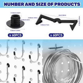 Waltool 120pcs Plastic Pegboard Hook Locks Bulk Set Fit 1/4 Inch and 1/8 Inch Pegboards, Black Peg Board Display Hook Fixer Clip Retainers for Fastening and Storing