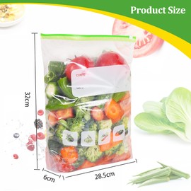 Slider Ziplock Freezer Bags 60pcs, Large Food Storage Bags BPA Free Sandwich Bags Reusable Zip Seal Plastic Bags with Expandable Bottom for Food, Meat, Grains, Fruits, Vegetables (One Gallon / 4.55L)