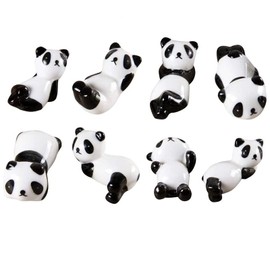 Pack of 8 Chopstick Holders, Cute Panda Shaped Chopstick Rack, Ceramic Sticks Holder, Suitable for Kitchen and Table Decoration (Black and White)