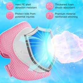Kids Protective Gear Set, Knee Pads for Kids 3-10Years Toddler Knee and Elbow Pads with Wrist Guards Boys or Girls for Skating Cycling Bike Rollerblading Scooter Bike (Pink, M(6-10years))
