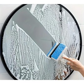 Brosse de nettoyage de vitres 2 en 1 et grattoir en Caoutchouc - Nettoyeur de fenêtres Multi-Surfaces avec éponge et Lame Pour Portes de Douche, miroirs, Carreaux.