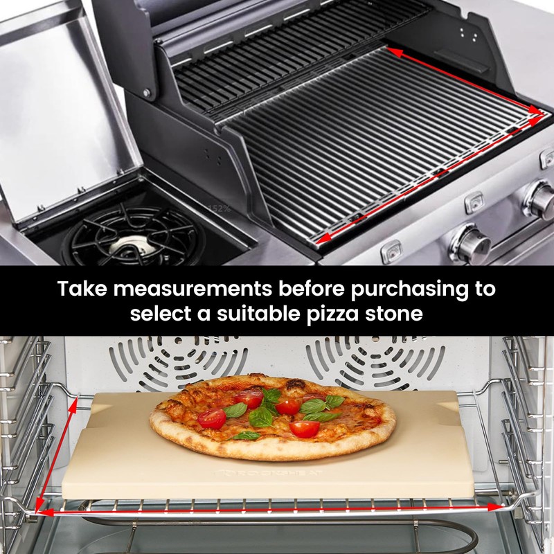 ROCKSHEAT Pizza Stone, 15"x12" Rectangular Pizza Stone for Oven Grill