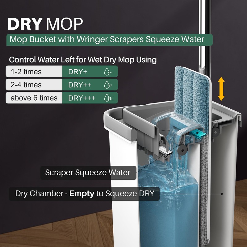 JOYMOOP Mop and Bucket with Wringer Set, Hands Free Flat