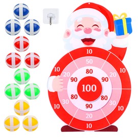 LOKIPA 30 Inch Large Christmas Party Game, Dart Board Game Set Santa Claus Dartboard with 12 Sticky Balls for Christmas Indoor Outdoor Toy Party Gifts