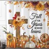 Baccessor Fall Shower Curtain Pumpkin Cross Shower Curtains Autumn Floral