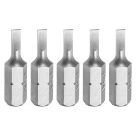 HARFINGTON 5pcs Flat Head Screwdriver Bit 1/4" Hex Shank SL3 Magnetic Head 1" Length S2 Steel Slotted Screw Driver Drill Bits for Repair Work Electric Screw Driver