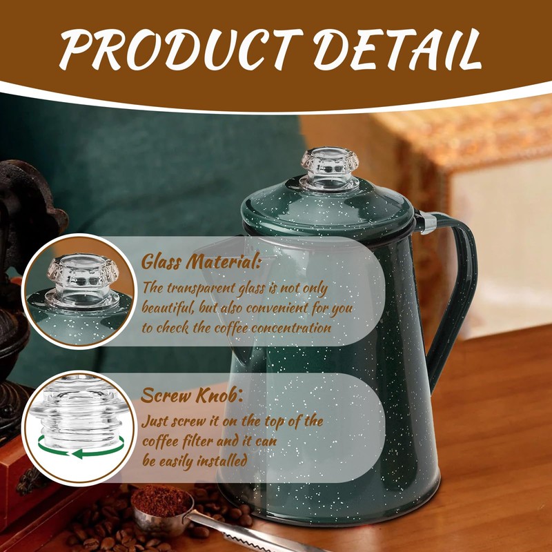 Coffee Percolator Pot Glass Knob Top Replacement for Coleman, Gsi,