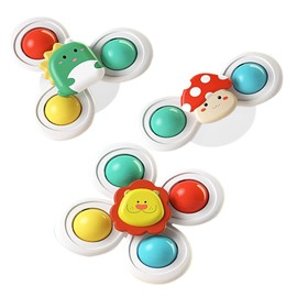 Hand Spinner, Bath Toy, Water Play Toy, Windmill Toy, Water Wheel Toy, Set of 3 for Boys and Girls, Water Play, Kids, Fingertip Training with Suction Cup, Stress Relief, Cute, Colorful Birthday Gift,