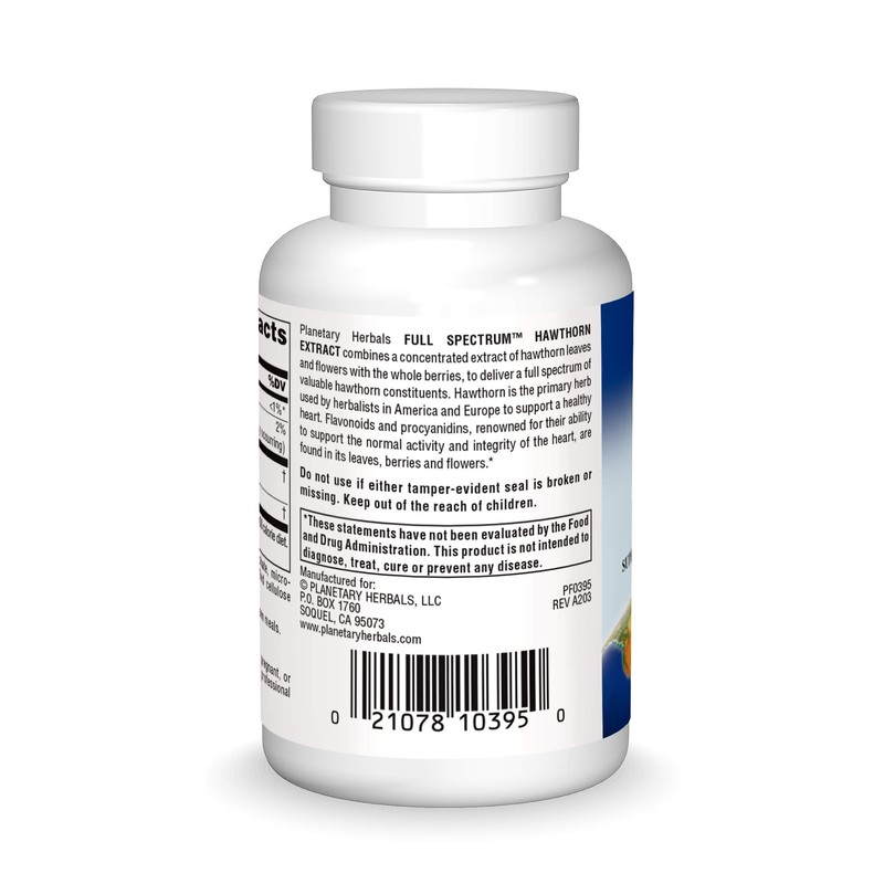 Planetary Herbals Full Spectrum Hawthorn Extract Tablets, 30 Count
