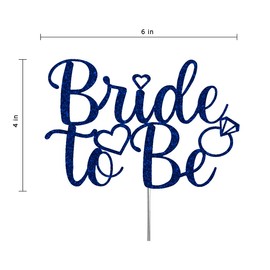 Decoración para tartas de novia a ser, ideas de decoración de fiesta de compromiso, despedida de soltera, decoración de alta calidad, purpurina resistente de doble cara, palo acrílico. Fabricado en Estados Unidos (azul)