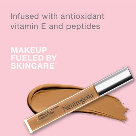 Neutrogena Healthy Skin Radiant Brightening Cream with Peptides & Vitamin E Antioxidant, Lightweight Perfecting Concealer Cream, Non-Comedogenic, Almond Medium 02 with warm undertones, 0.24 oz