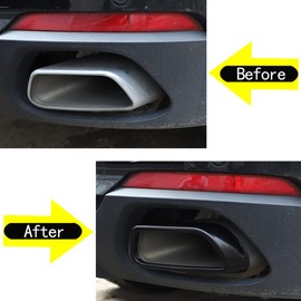 DIYUCAR For X5 F15 2014-2018 X6 F16 2015-2019 Stainless Steel Silencer Exhaust Pipe Throat Tail Cover Trim (Black (Regular Version))