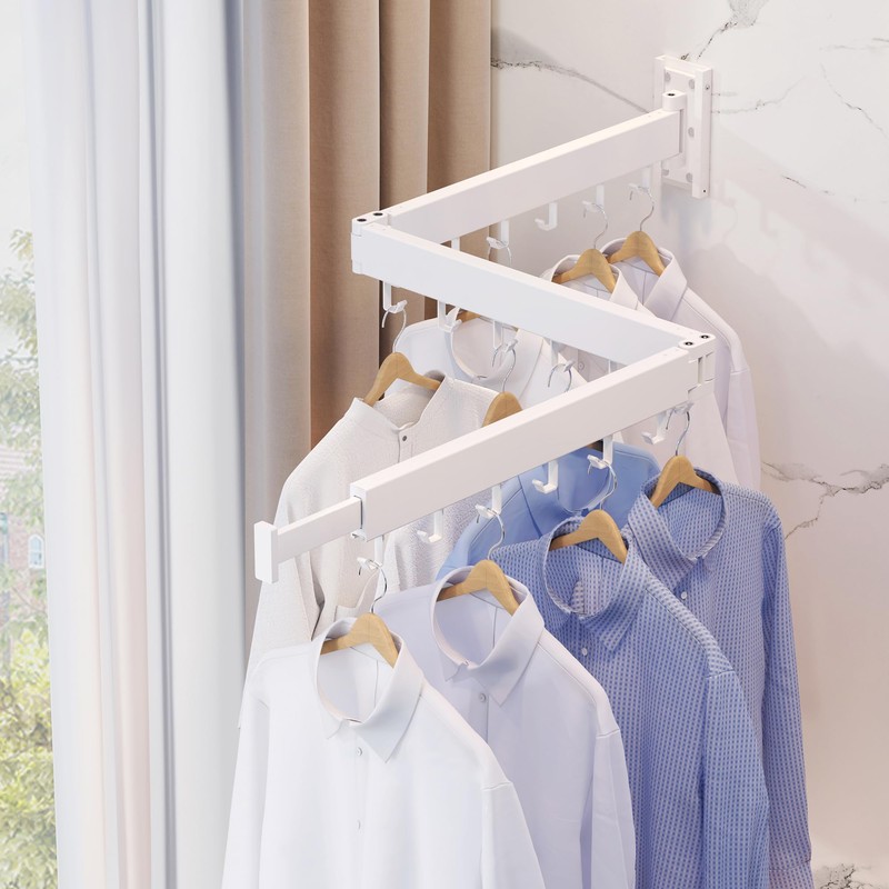 LIENAHU Wall Mounted Clothes Drying Rack, Collapsible, Folding, Retractable -