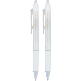 PILOT FriXion Ball Clicker Erasable Gel Ink Retractable Pen, Extra Fine Point, 0.5mm, White Barrel, Black Ink, 2 Pack
