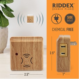 Riddex Sonic Plus Ultrasonic Pest Repeller, Plug in with Outlets for Indoor Use - Insect Repellent - Bug Repellents for Home Defense - Protect Against Rodents and Insects (3 Pack Wood)