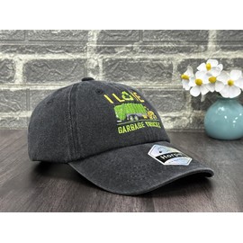 Horpe Garbage Trucks Hat for Toddler, Trash Baseball Cap for Boys & Girls, Embroidered Washed Black Snapback Cap for Child