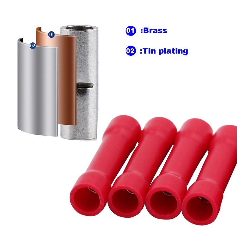 Ruidee Pack of 100 cable connectors, butt connectors, cable lugs,