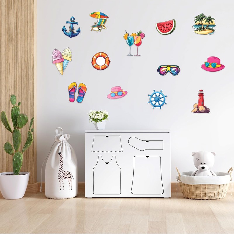 Tropical Summer Beach Vacation Stickers Pack 24Pcs Vinyl Waterproof for
