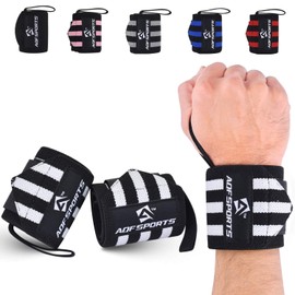 AQF Wrist Bandages Fitness, 45 cm Gym Bandage Wrist, Wrist Support Bandages Strength Training, Bodybuilding Wrist Brace, Powerlifting Wrist Wrap for Men and Women (White/Black)