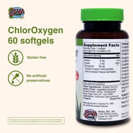 Herbs Etc. ChlorOxygen Chlorophyll Concentrate - Aids Healthy Blood Circulation - High-Altitude Environment Support - Energy Support - 60 Softgels (60 Servings)