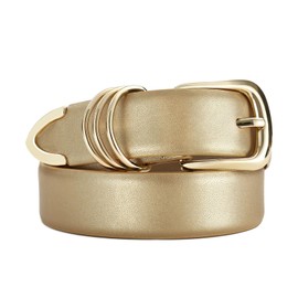 RISANTRY Women's Gold Belts with Gold Buckle Elegant Leather Waist Belt Ladies Belts for Jeans Dress & Casual Wear