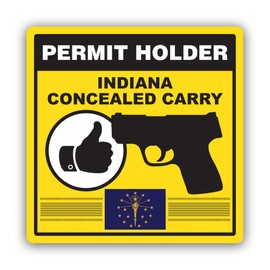 Yellow Indiana Concealed Carry Permit Holder CCW Sticker for Water Bottle Phone Tumbler Hard hat - Four Pack