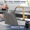 GIMILI Brushed Gold Kitchen Faucet with Pull Down Sprayer, Waterfall